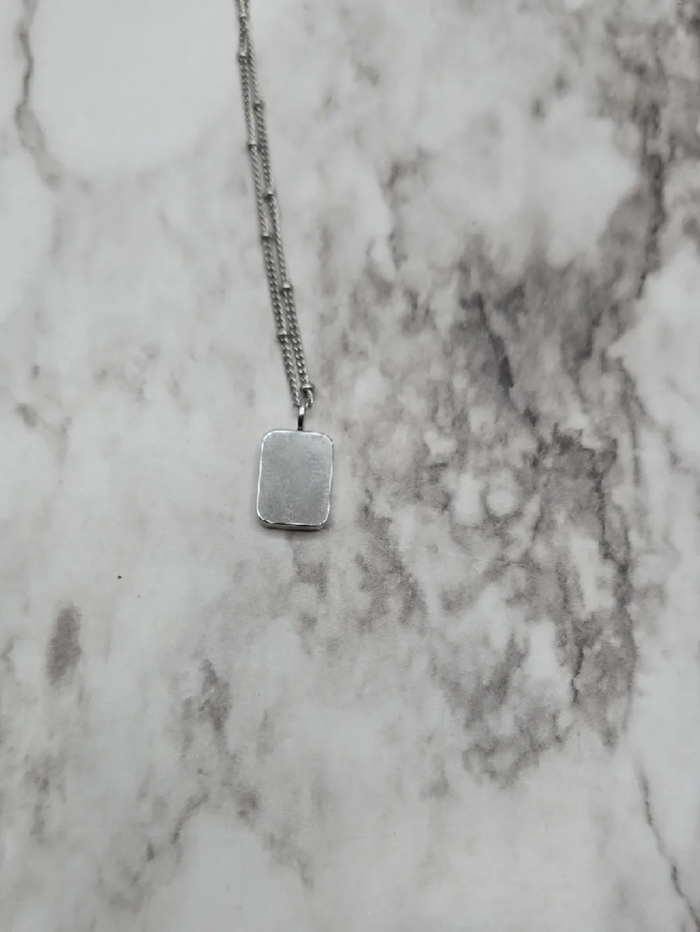 Atolea Minimal Silver Rectangle Pendant Necklace with Clear Stone - Picture 3 of 3